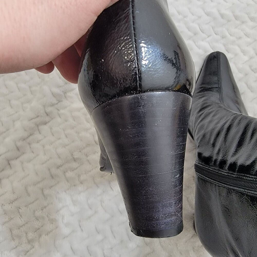 Aquatalia By Marvin K. Black Patent Weatherproof Pointed Toe Ankle Boot Size 8.5 - Picture 9 of 16